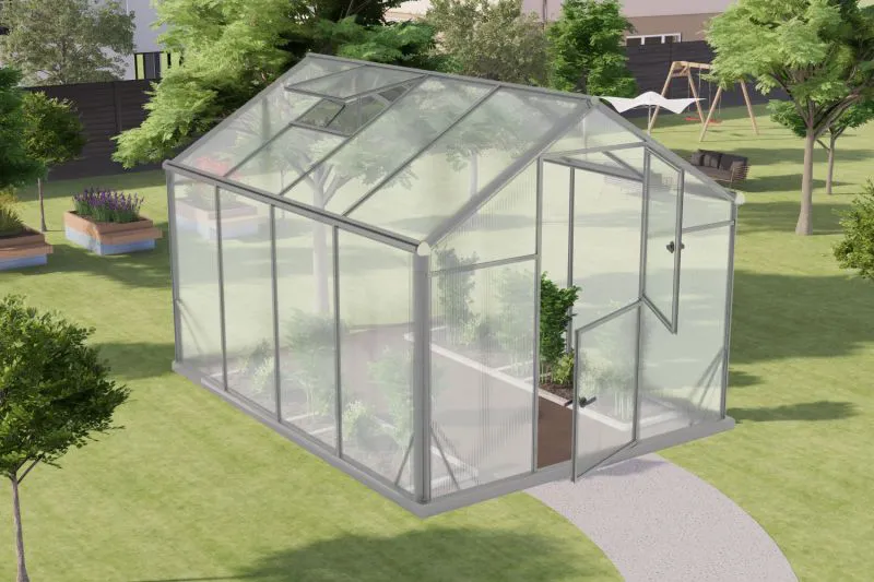 Gewächshaus Endivie L7, HKP 6 mm, Grundfläche: 6,40 m² - Abmessungen: 290 x 220 cm (L x B)