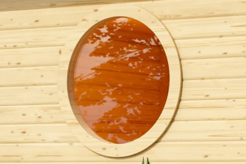 Saunafenster | Nordische Fichte | rund | Klarglas | für 38 mm Saunen | Durchmesser: 84 cm