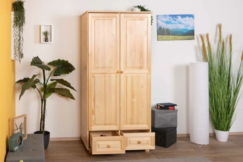 Kleiderschrank Massivholz natur 013 - Abmessung 190 x 80 x 60 cm (H x B x T)