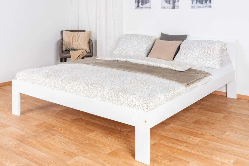 Weißes Doppelbett Kiefer Vollholz 73, Gästebett inkl. Lattenrost, Liegefläche 180 x 200 cm, einfache und rasche Montage, hochwertig verarbeitet