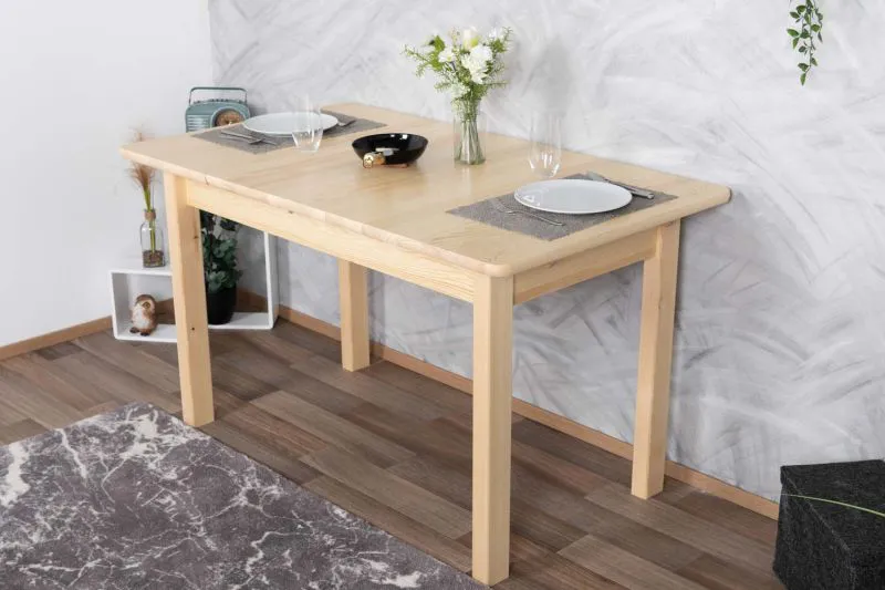 Tisch ausziehbar Kiefer massiv Vollholz natur Junco 236F (eckig) - Abmessung 90 x 140 / 210 cm
