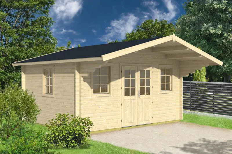 Gartenhaus Torhelm 02 inkl. Fußboden - 70 mm Blockbohlenhaus, Grundfläche: 20,3 m², Satteldach