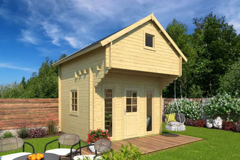 Gartenhaus 3,25 x 3,55 Meter (inkl. Dach) | Natur | Satteldach | 40 mm Blockbohlen Abbildung