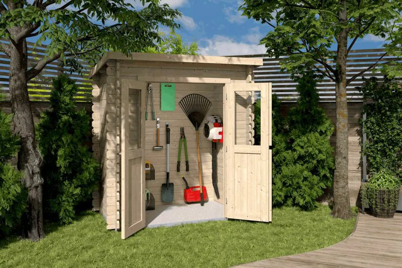 Holz-Gartenhaus 2,3 x 1,18 Meter (inkl. Dach) | Naturbelassen | Pultdach Abbildung