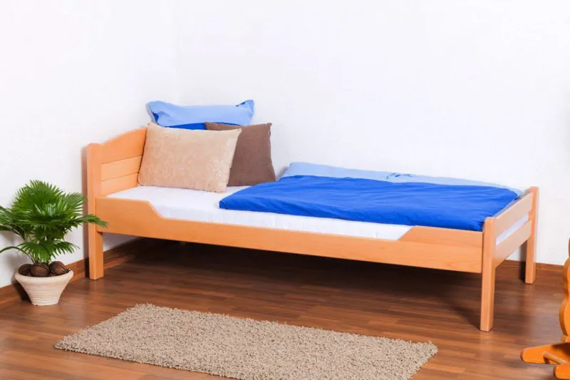 Kinderbett 90 x 200 cm | Massivholz: Buche | Natur Lackiert Abbildung