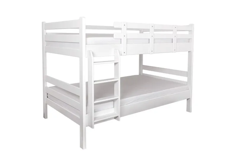 Jugendstockbett 120 x 190 cm | Massivholz: Buche | Weiß Lackiert | umbaubar in 2 Einzelbetten | Premium-Qualität | inkl. Rollroste Abbildung