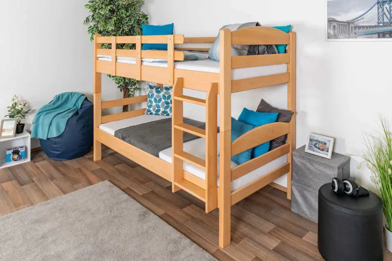 Kinderstockbett 90 x 190 cm | Massivholz: Buche | Natur Lackiert | umbaubar in 2 Einzelbetten | Premium-Qualität | inkl. Rollroste Abbildung