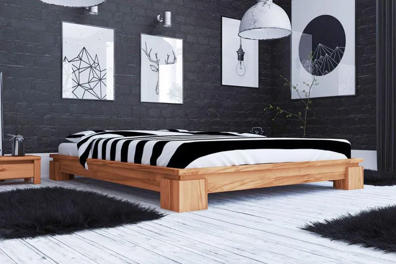 Buche-Bett massiv | 160 x 200 cm | Kernbuche | Geölt | Natur Abbildung