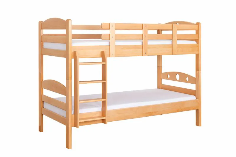 Etagenbett für Jugendliche 90 x 200 cm | Massivholz: Buche | Natur Lackiert | umbaubar in 2 Einzelbetten | inkl. Rollroste Abbildung
