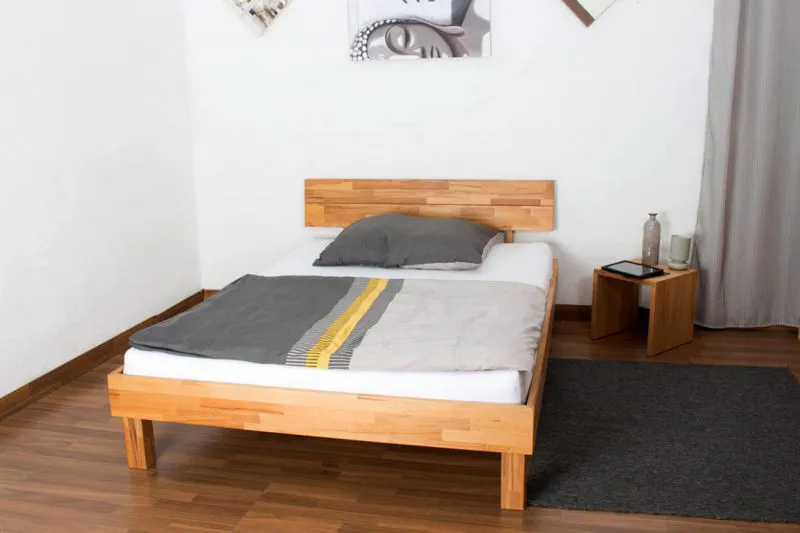 Massivholz Bettgestell Kernbuche 140 x 200 cm geölt Abbildung