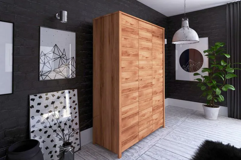 145 cm breiter Kleiderschrank mit 3 Türen | Farbe: Natur Abbildung