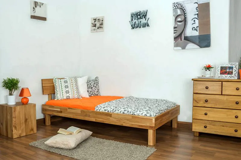 Massivholzbett Eiche 90 x 200 cm geölt Abbildung