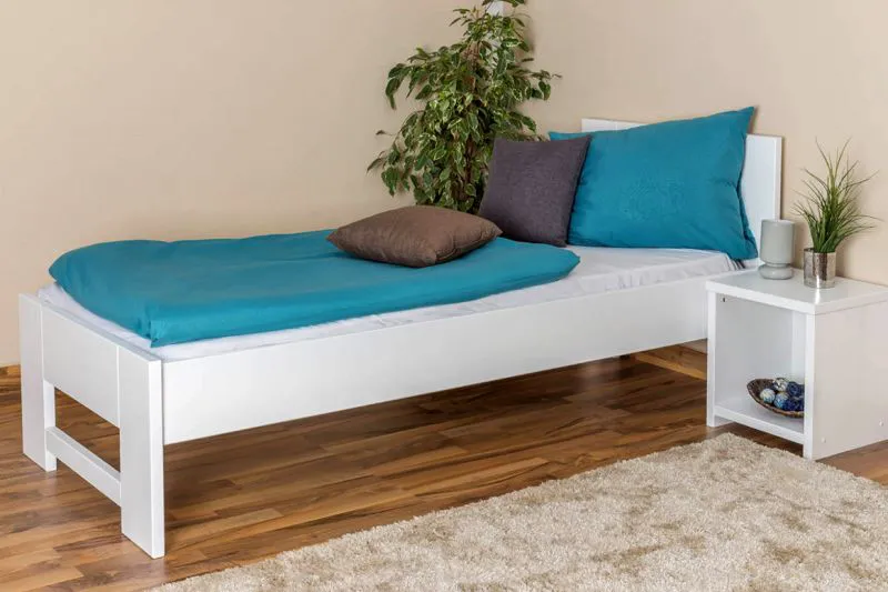 Bettrahmen für Kinder / Kinderbett 80 x 200 cm | Massivholz: Buche | Weiß Lackiert Abbildung
