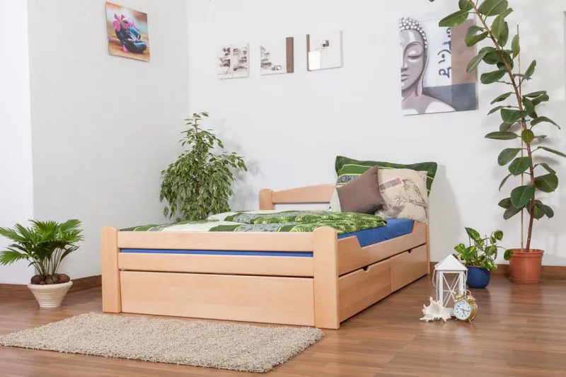 Buche Schubladenbett Bettgestell 140 x 200 cm Natur Abbildung
