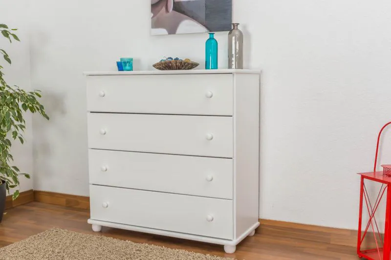 Sideboard mit 4 Schubladen, Farbe: Weiß, Breite: 100 cm - Küchenschrank, Anrichte, Sideboard Abbildung