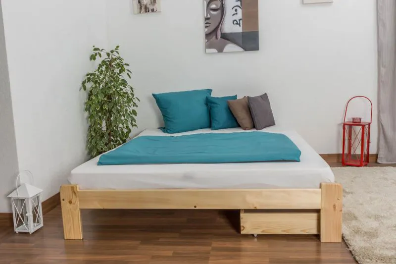 Bett 160 x 200 cm Kiefer massiv Natur Abbildung
