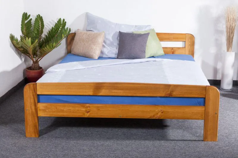 Bett Kiefer massiv 160 x 200 cm Braun Abbildung