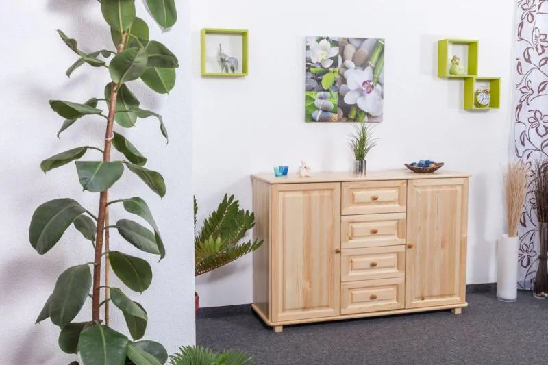Sideboard mit 4 Schubladen, Farbe: Natur, Breite: 150 cm - Küchenschrank, Anrichte, Sideboard Abbildung