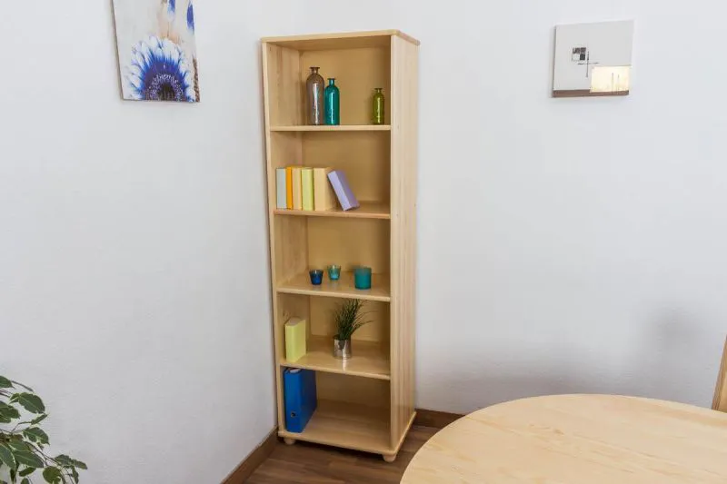 Regal, Küchenregal, Wohnzimmerregal, Bücherregal - 60 cm breit, Kiefer Holz-Massiv, Farbe: Natur Abbildung