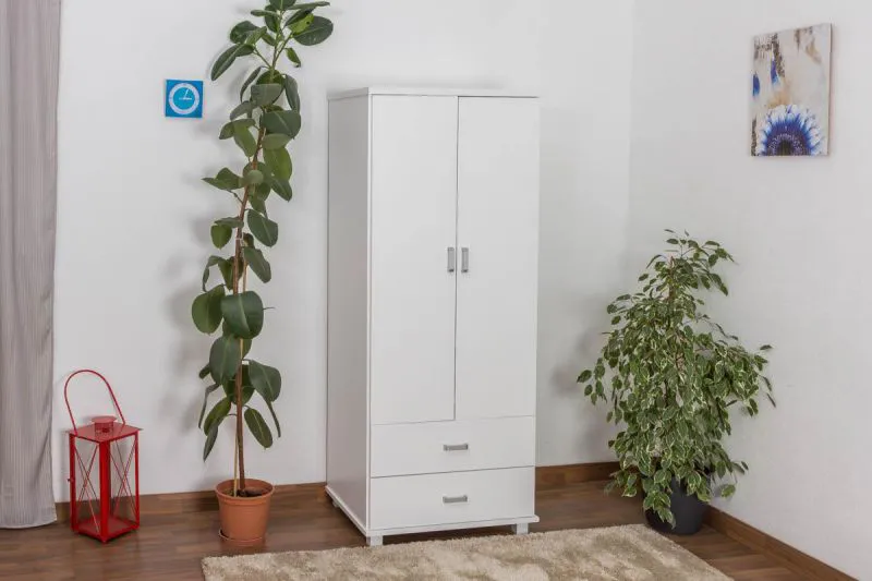 Dielenschrank Kiefer, Farbe: Weiß 195x80x59 cm Abbildung