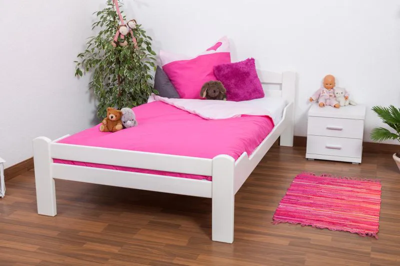 Buche Holzbett 120 x 200 cm Weiß Abbildung