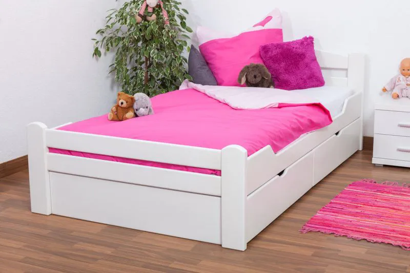 Holzbett Bettgestell Buche 120 x 200 cm Weiß Abbildung