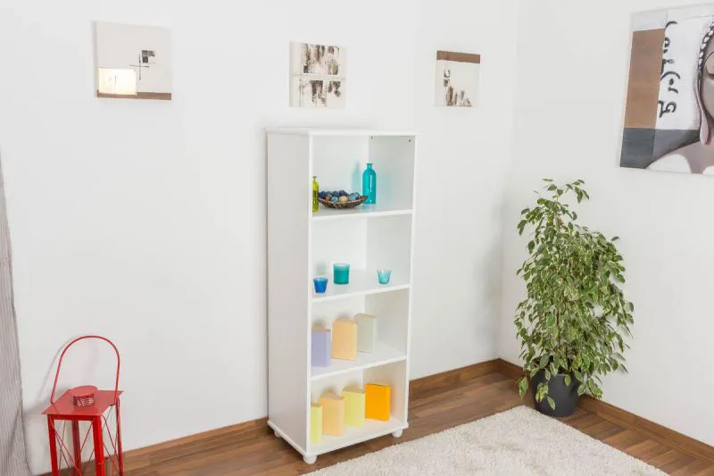 Standregal, 60 cm breit, Kiefer Holz-Massiv, Farbe: Weiß Abbildung