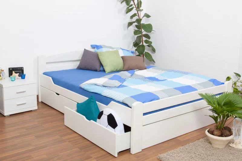 Weißes Buche Massivholzbett 180 x 200 cm Weiß Abbildung