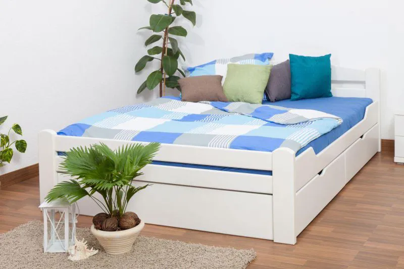 Massivholzbett Buche 180 x 200 cm Weiß Abbildung