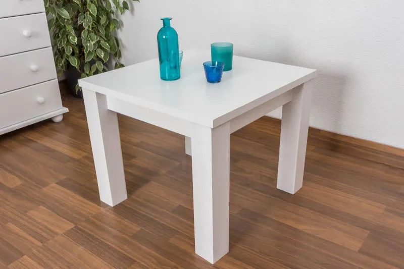Sofatisch Kaffeetisch Couchtisch Kiefer Massivholz Weiß 50x60x60 cm Abbildung