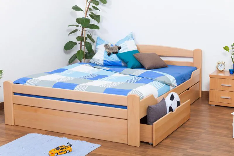 Ausziehbett 160 x 200 cm Buche Natur mit 2 Schublade(n) Abbildung