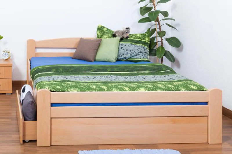 Schubladenbett Buche 160 x 200 cm Natur Abbildung