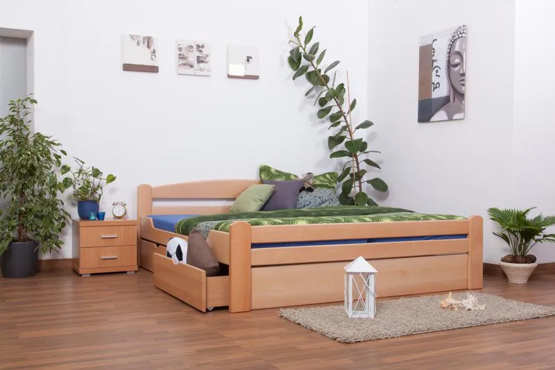 Holzbett 180 x 200 cm Buche massiv Natur Abbildung