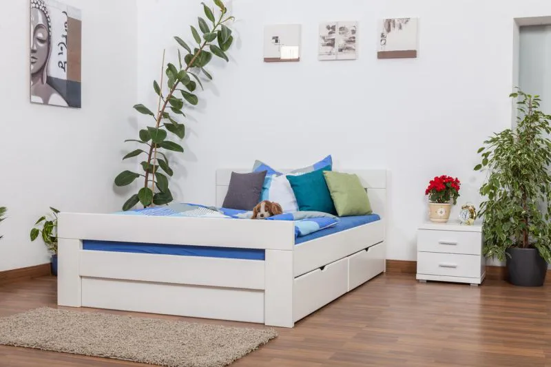 Weißes Buche Stauraumbett 140 x 200 cm Weiß Abbildung