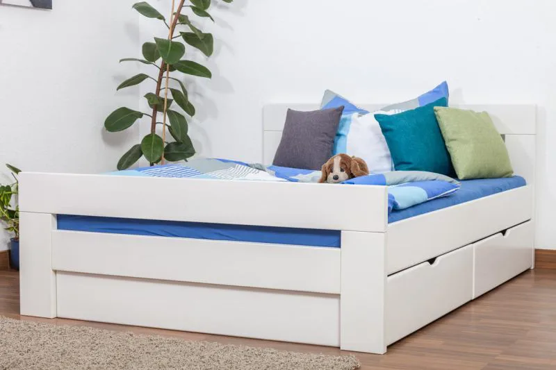 Bett Buche 140 x 200 cm Weiß Abbildung