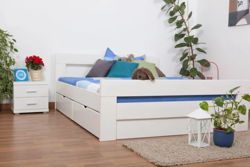 Holzbett Bettgestell Buche 160 x 200 cm Weiß Abbildung