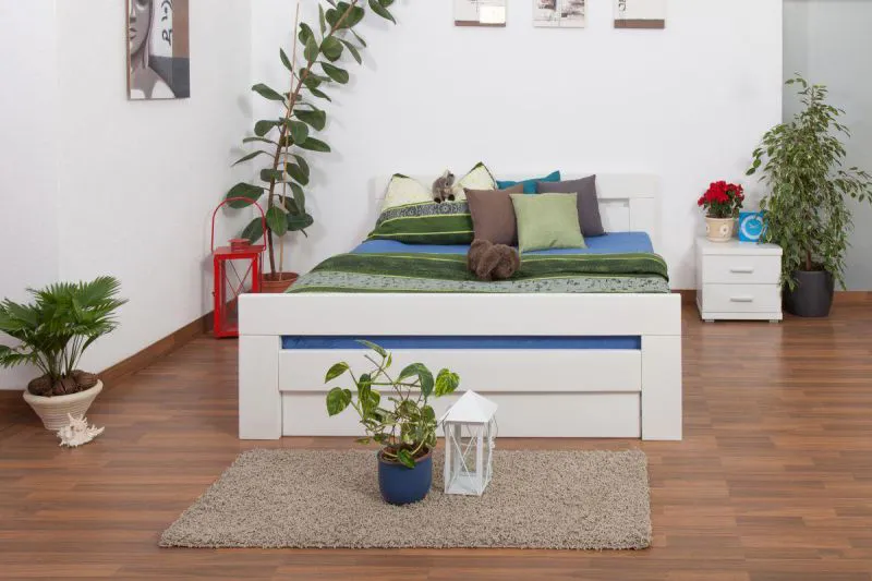 Holzbett Buche 160 x 200 cm Weiß Abbildung