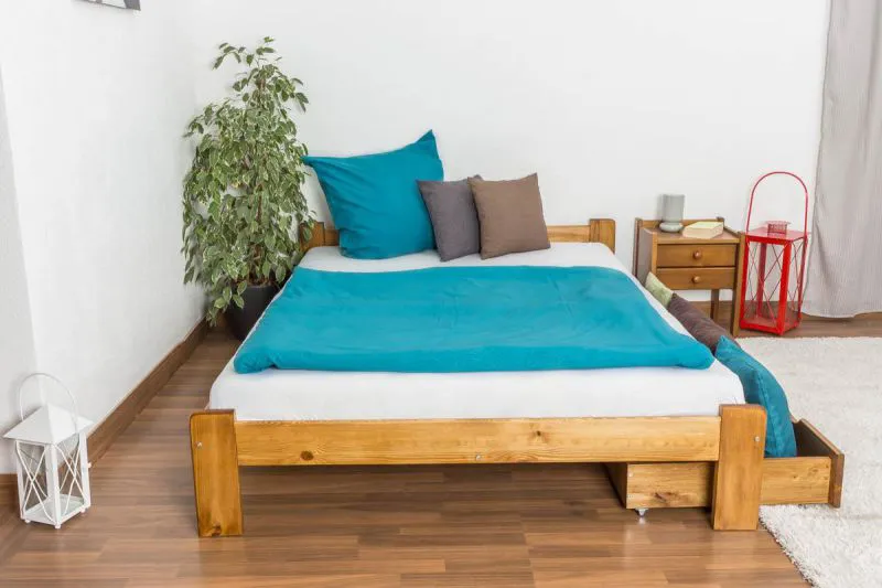 Massivholzbett Kiefer 140 x 200 cm Eiche Abbildung