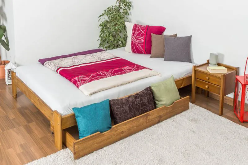 Bett 140 x 200 cm Kiefer massiv Eiche Abbildung