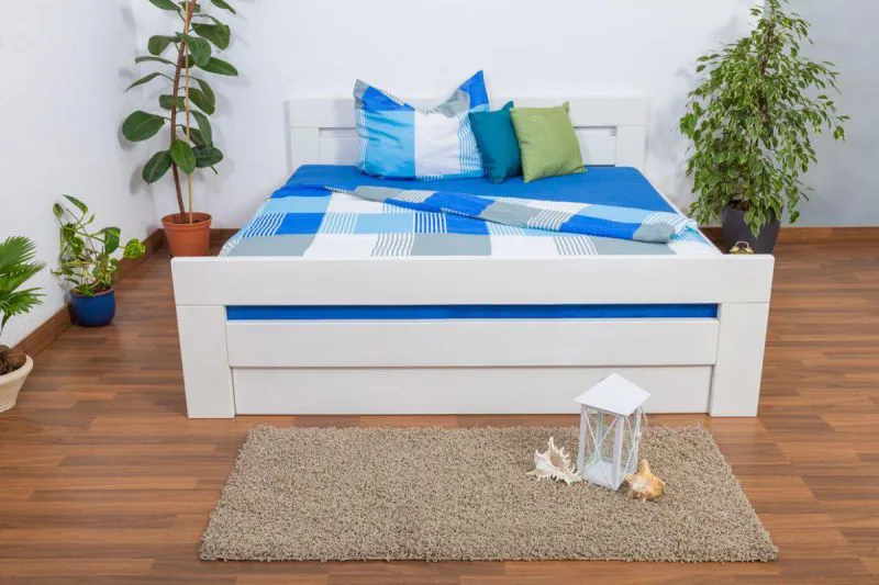 Ausziehbett 180 x 200 cm Buche Weiß mit 2 Schublade(n) Abbildung