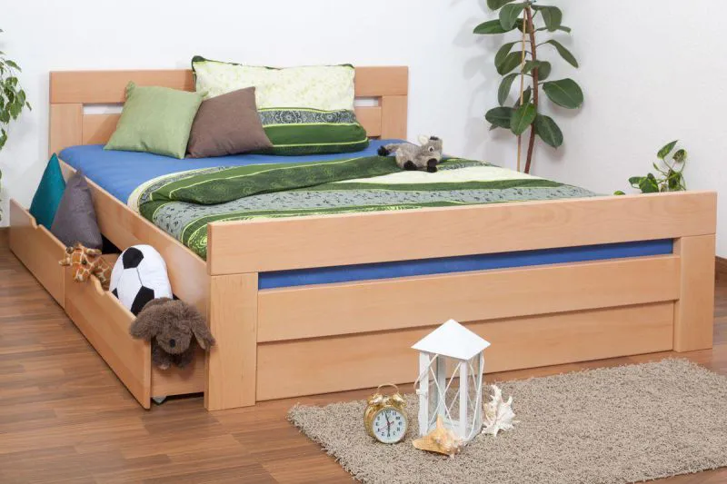 Holzbett Bettgestell Buche 180 x 200 cm Natur Abbildung