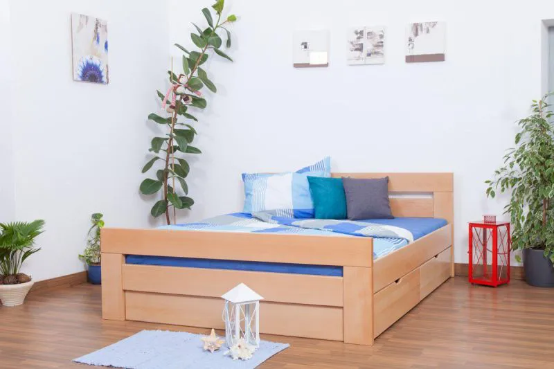 Holzbett 160 x 200 cm Buche massiv Natur Abbildung