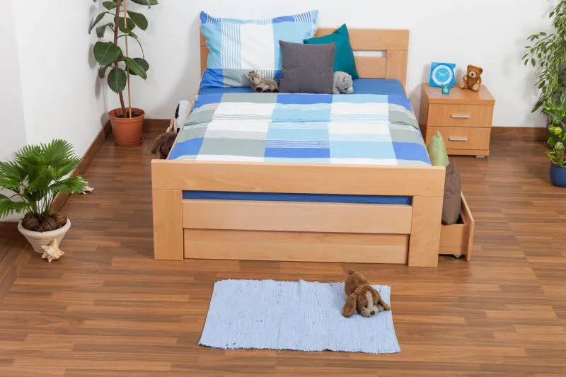 Holzbett Bettgestell Buche 140 x 200 cm Natur Abbildung