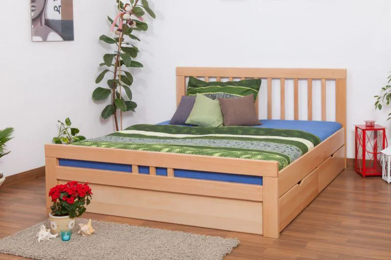 Buche Schubladenbett 180 x 200 cm Natur Abbildung