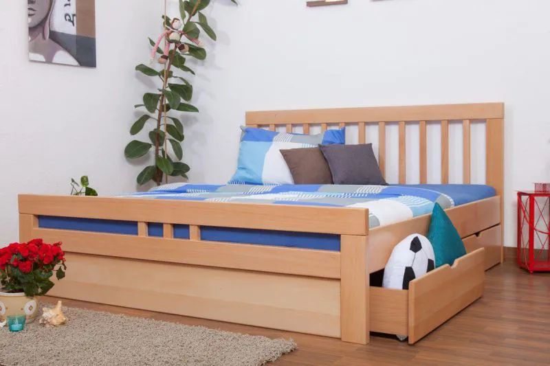 Buche Massivholz Bettgestell 180 x 200 cm Natur Abbildung