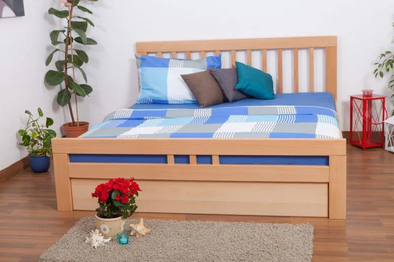 Holzbett 180 x 200 cm Buche massiv Natur Abbildung