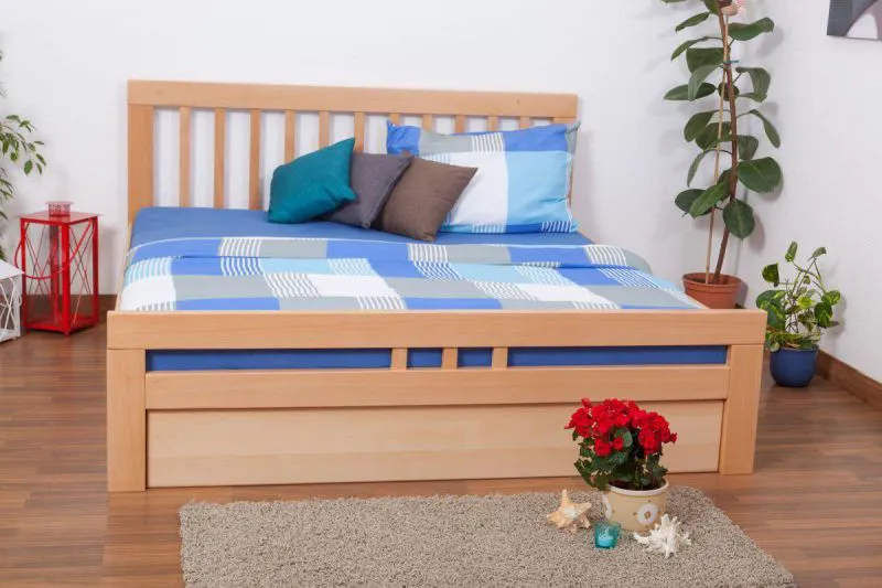 Buche Massivholzbett 180 x 200 cm Natur Abbildung