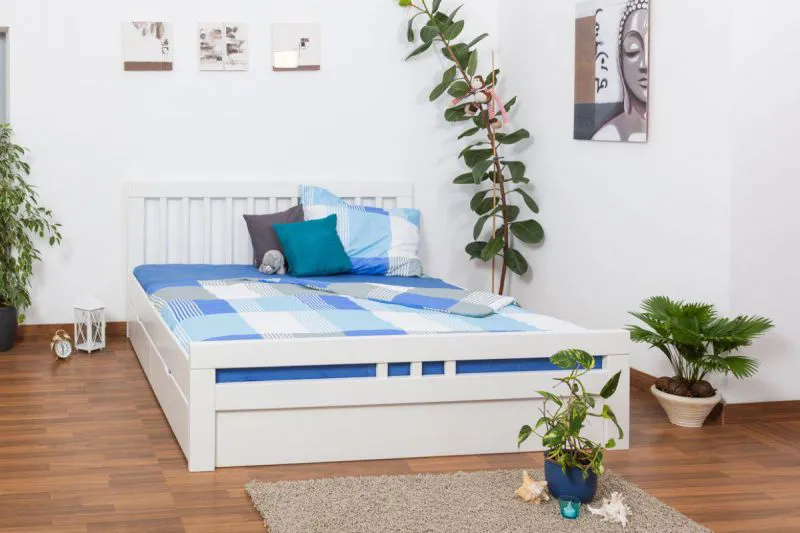 Bettgestell Buche 180 x 200 cm Weiß Abbildung