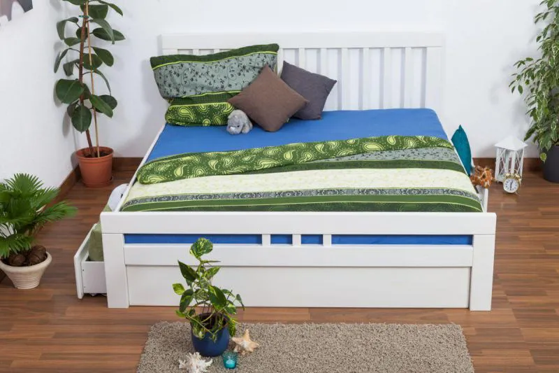 Bettgestell Schubladenbett Buche 180 x 200 cm Weiß Abbildung