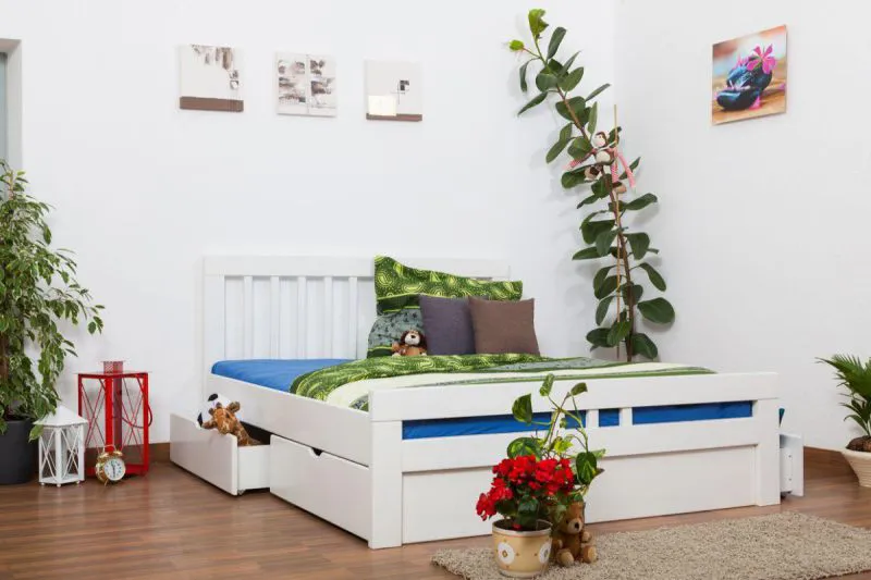 Bettgestell Buche 160 x 200 cm Weiß Abbildung